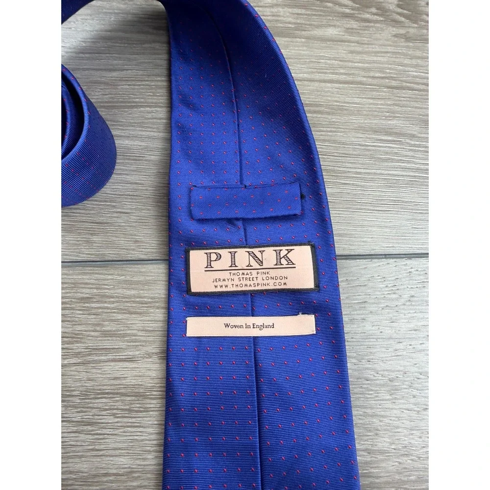Thomas Pink Mens Silk Tie Dotted Pattern Blue OS
